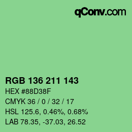 Color code: RGB 136 211 143 | qconv.com