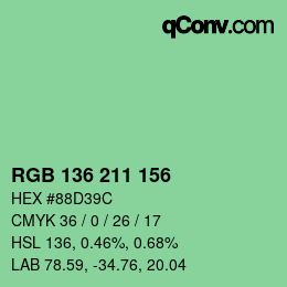 Color code: RGB 136 211 156 | qconv.com