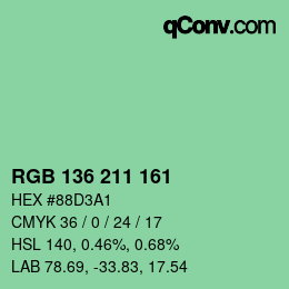 Color code: RGB 136 211 161 | qconv.com