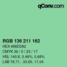 カラーコード: RGB 136 211 162 | qconv.com