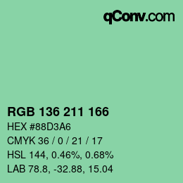 Color code: RGB 136 211 166 | qconv.com