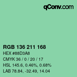 Color code: RGB 136 211 168 | qconv.com