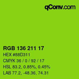 Color code: RGB 136 211 17 | qconv.com