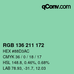 Color code: RGB 136 211 172 | qconv.com