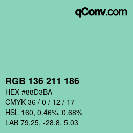 Color code: RGB 136 211 186 | qconv.com