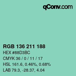 Color code: RGB 136 211 188 | qconv.com