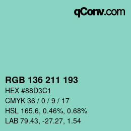 Color code: RGB 136 211 193 | qconv.com