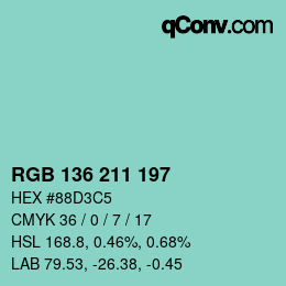 Color code: RGB 136 211 197 | qconv.com