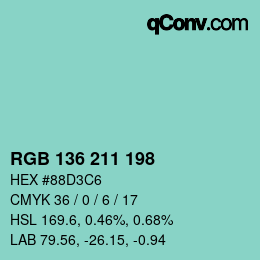 Color code: RGB 136 211 198 | qconv.com