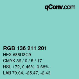 Código de color: RGB 136 211 201 | qconv.com
