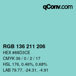Color code: RGB 136 211 206 | qconv.com