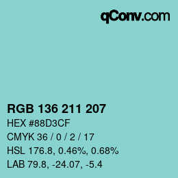 Color code: RGB 136 211 207 | qconv.com