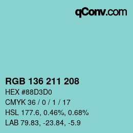 Color code: RGB 136 211 208 | qconv.com