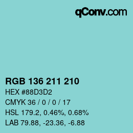 Color code: RGB 136 211 210 | qconv.com