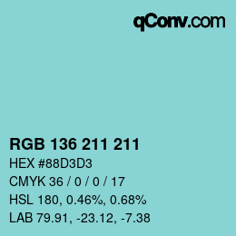 Color code: RGB 136 211 211 | qconv.com