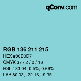Color code: RGB 136 211 215 | qconv.com