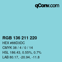 Color code: RGB 136 211 220 | qconv.com