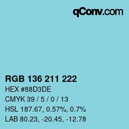 Color code: RGB 136 211 222 | qconv.com