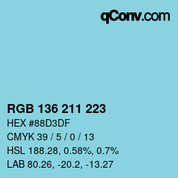 カラーコード: RGB 136 211 223 | qconv.com