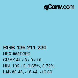 カラーコード: RGB 136 211 230 | qconv.com