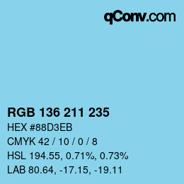 Color code: RGB 136 211 235 | qconv.com