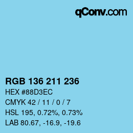 Color code: RGB 136 211 236 | qconv.com