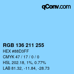 Color code: RGB 136 211 255 | qconv.com