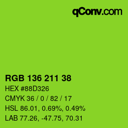Color code: RGB 136 211 38 | qconv.com