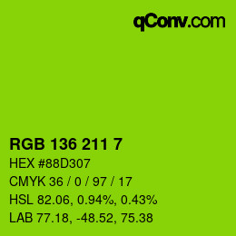 Color code: RGB 136 211 7 | qconv.com