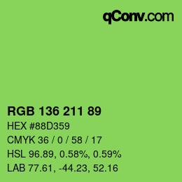 Color code: RGB 136 211 89 | qconv.com