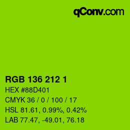 カラーコード: RGB 136 212 1 | qconv.com