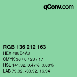 Color code: RGB 136 212 163 | qconv.com