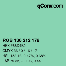 Color code: RGB 136 212 178 | qconv.com