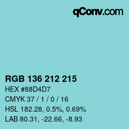Color code: RGB 136 212 215 | qconv.com