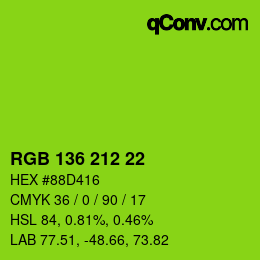Color code: RGB 136 212 22 | qconv.com