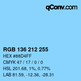カラーコード: RGB 136 212 255 | qconv.com