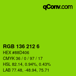 Color code: RGB 136 212 6 | qconv.com