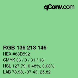 Color code: RGB 136 213 146 | qconv.com