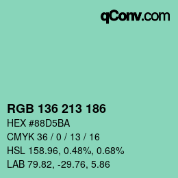 Color code: RGB 136 213 186 | qconv.com