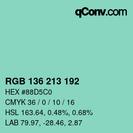 Color code: RGB 136 213 192 | qconv.com