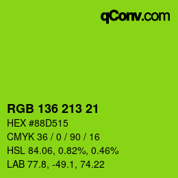 カラーコード: RGB 136 213 21 | qconv.com