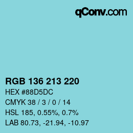 Color code: RGB 136 213 220 | qconv.com