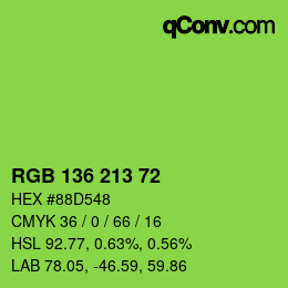 Color code: RGB 136 213 72 | qconv.com