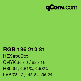 Color code: RGB 136 213 81 | qconv.com