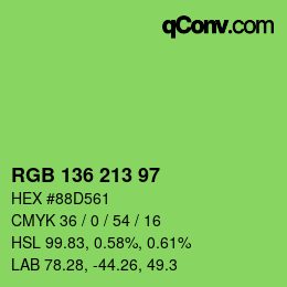 Farbcode: RGB 136 213 97 | qconv.com