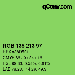 Color code: RGB 136 213 97 | qconv.com