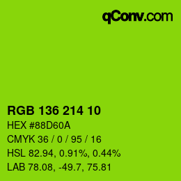 Color code: RGB 136 214 10 | qconv.com