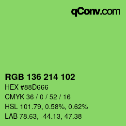 Color code: RGB 136 214 102 | qconv.com