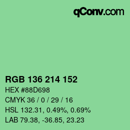 Color code: RGB 136 214 152 | qconv.com