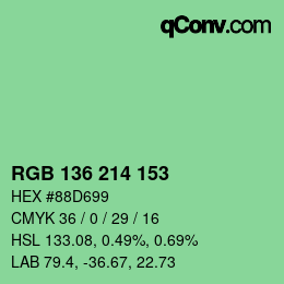 Farbcode: RGB 136 214 153 | qconv.com